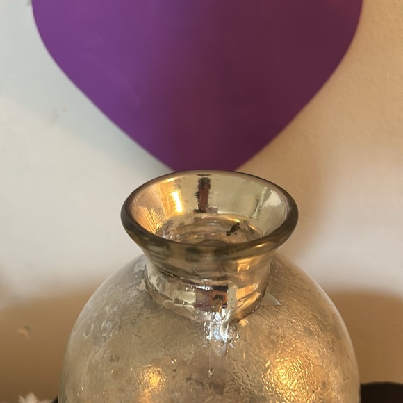 Vintage Pier1 Silver Mercury Glass Jar-Circa 1980 -Handblown Mercury Vase - Picture 2 of 7